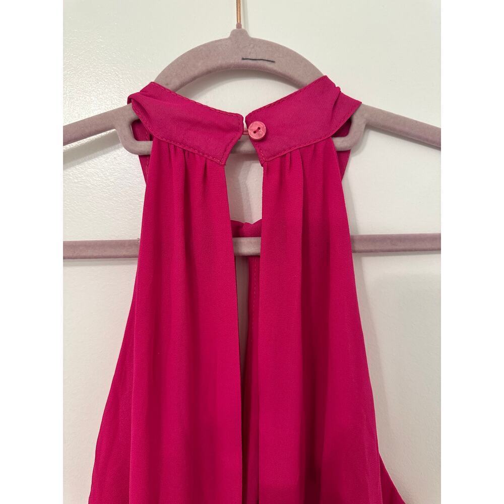 💖🔥 Hot Pink Keyhole Cutout Midi Dress Open Back Draped Size Large - Picture 6 of 7